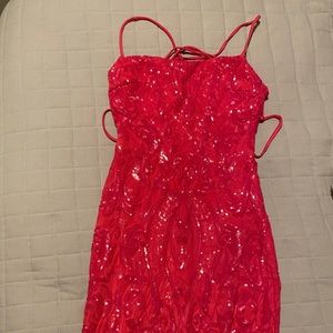 Fuchsia sequin prom dress